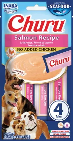 Churu Recompense Cremoase pentru Caini cu Somon, 4 X 14g