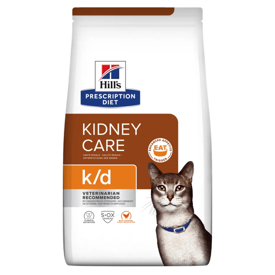 HILL'S Prescription Diet k/d Kidney Care, Pui, dietă veterinară pisici, hrană uscată, afecțiuni renale