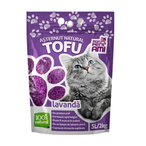 Asternut igienic pentru pisici Mon Petit Ami Tofu Lavanda 5L 2 Kg