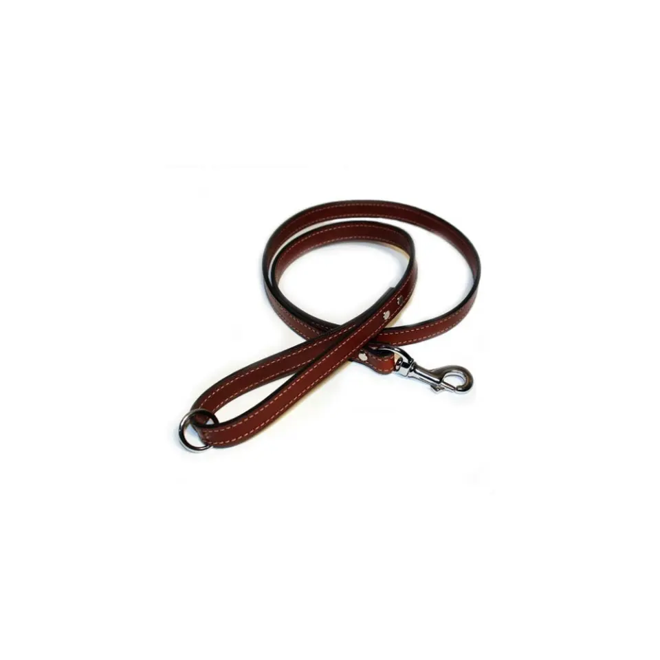 Lesa din piele, maro, lungime 1.2 m, pentru caini de talie medie, latime 14 mm