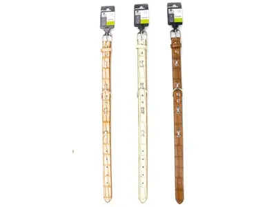 Zgarda caini, roz, cu decor os, 1.6 cm x 35 cm