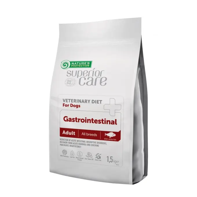 Hrana dietetica pentru caini Nature s Protection Superior Care Gastrointestinal cu peste alb 1,5 kg