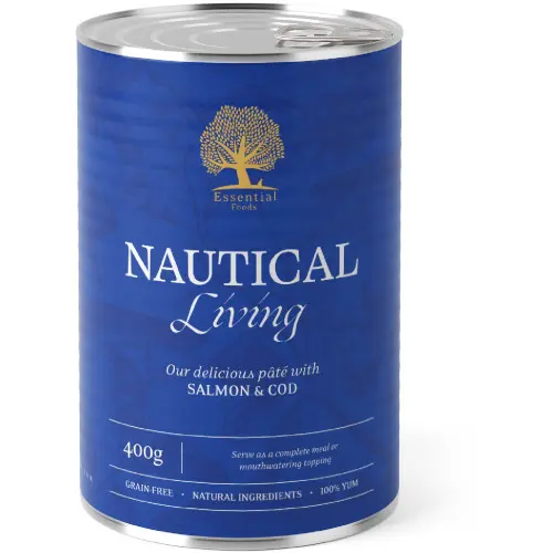 Hrana umeda pentru caini Conserva Essential Nautical Living cu Somon și Cod 400g