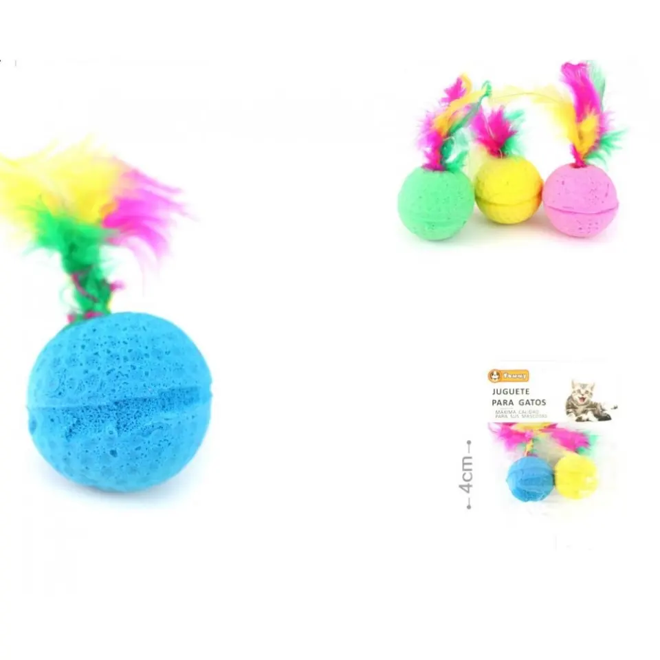 Jucarie minge & pene pt pisicute Ø 4 cm/2buc