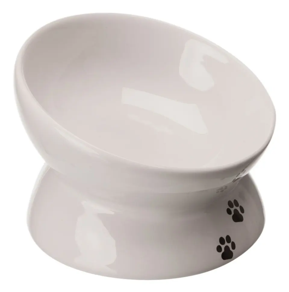 Trixie, castron ceramic ridicat ergonomic, alb, 0.15 L/ 13 cm