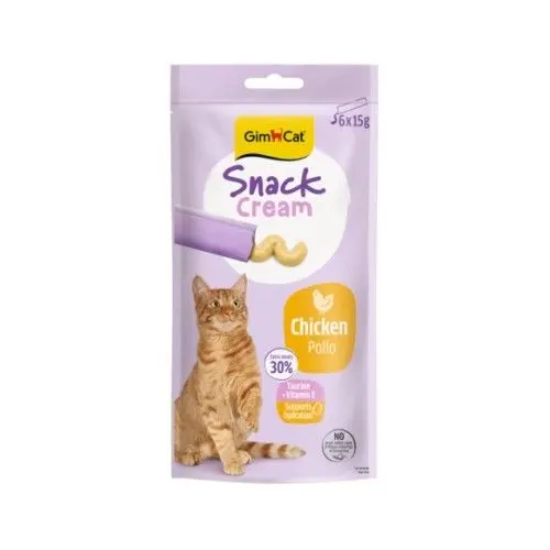 Recompense pisici adulte, GimCat Snack Cream, Pui, 6 x 15 g