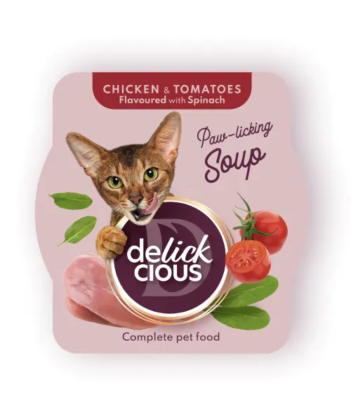 Delickcious Pisica Plic Supa Pui Cu Rosii Si Spanac 80 g