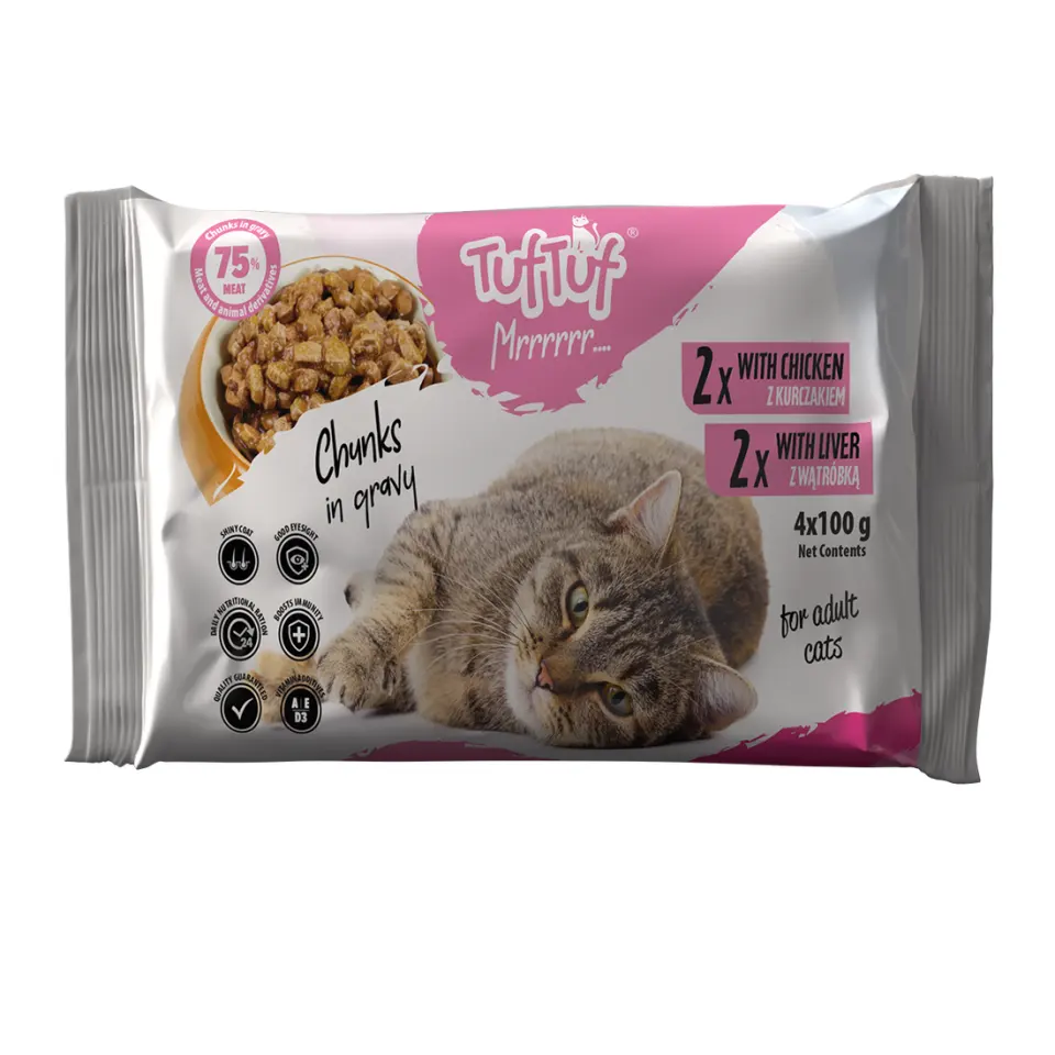TUF TUF CAT- PACHET 4 X PLICURI 100G (2x PUI + 2x FICAT PUI)