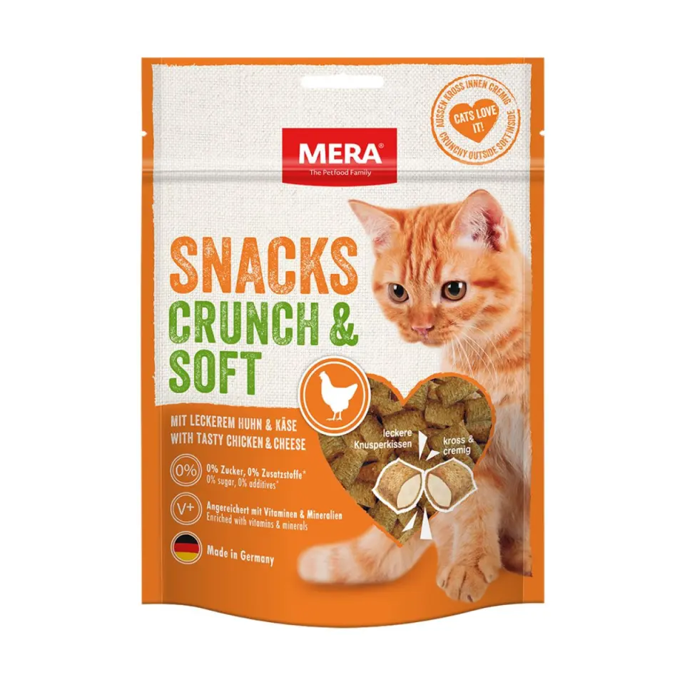 MERA Crunch & Soft, Pui, punguță recompense pisici, 200g