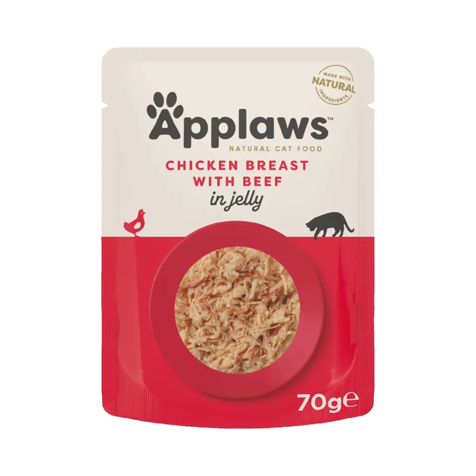 Hrana umeda pisici, Applaws Cat, File Pui si Vita, in aspic, 70 g
