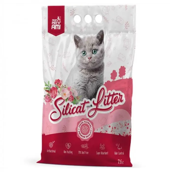 Asternut igienic pentru pisici Mon Petit Ami Silicat Floral 7,6L