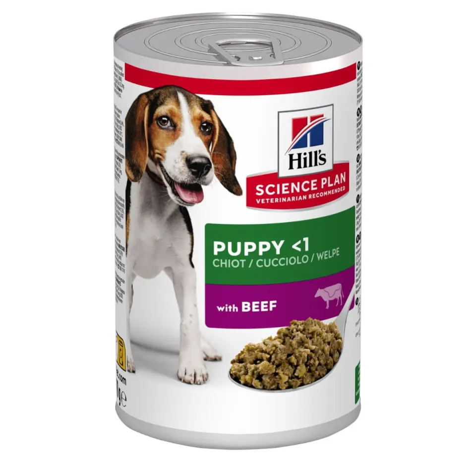HILL'S Science Plan Puppy , XS-XL, Vită, conservă hrană umedă câini junior, (în aspic), 370g