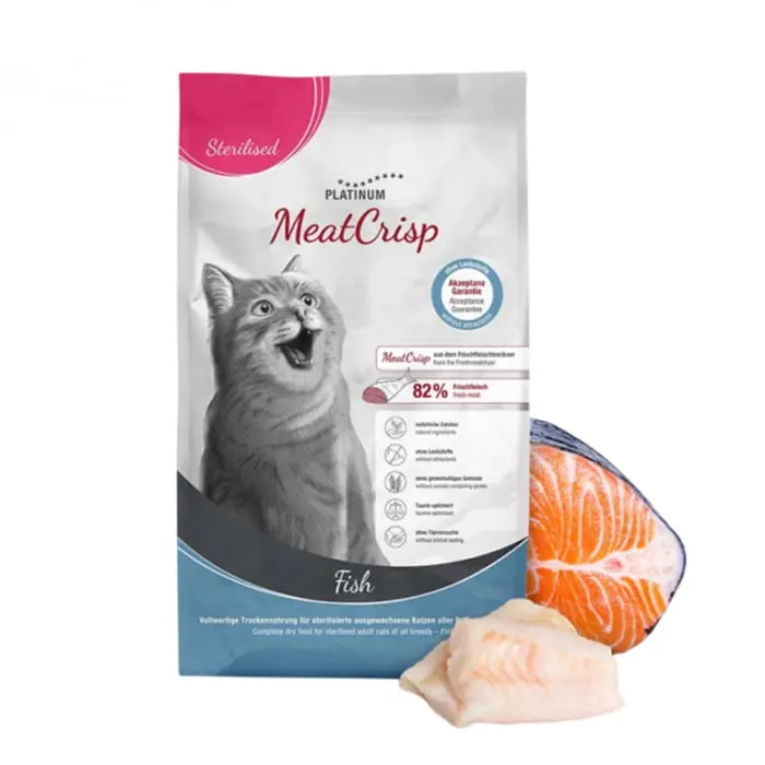 Hrana uscata pentru pisici Platinum Meat Crisp Adult Sterilised cu peste 3 kg