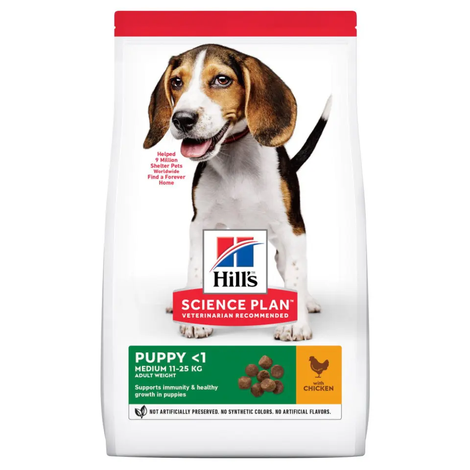 Hills SP CANINE PUPPY MED CHK, hrana uscata pentru catei juniori de talie medie, cu pui, 14 KG