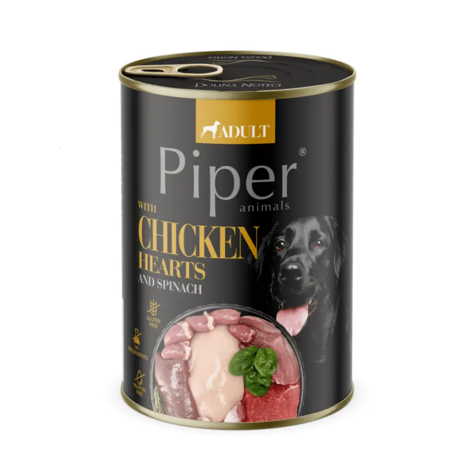 Piper Adult Dog, Inimi de Pui si Spanac, 400 g