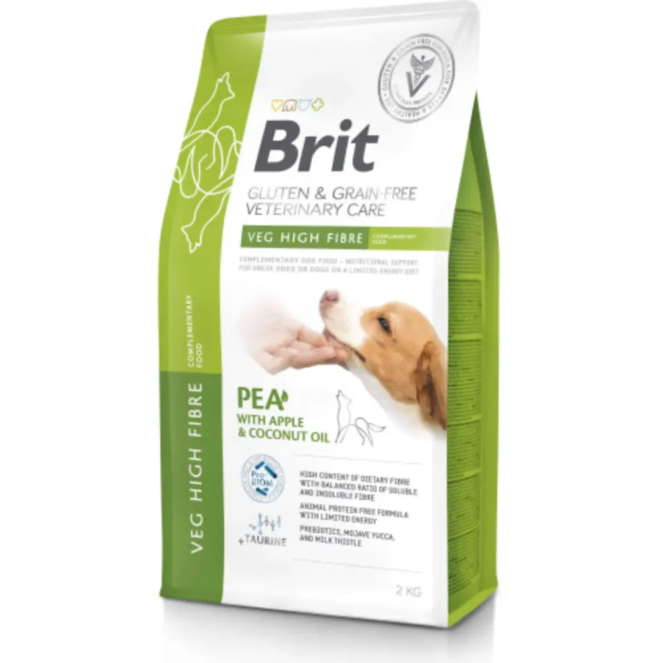 BRIT VD High Fibre, XS-XL, Mazăre și Mere, dietă veterinară, hrană uscată fără cereale câini, obezitate, 2kg