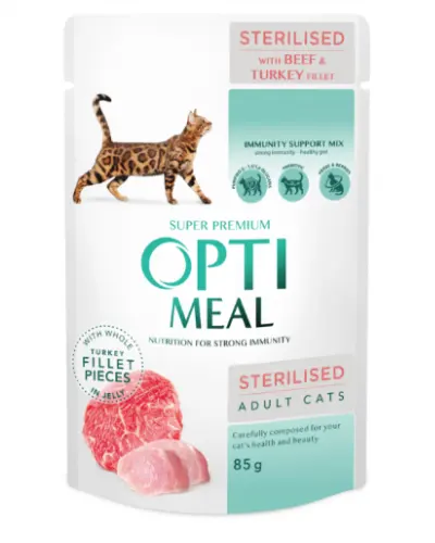 Optimeal Pisica Plic Sterilised Vita/Curcan 85 g
