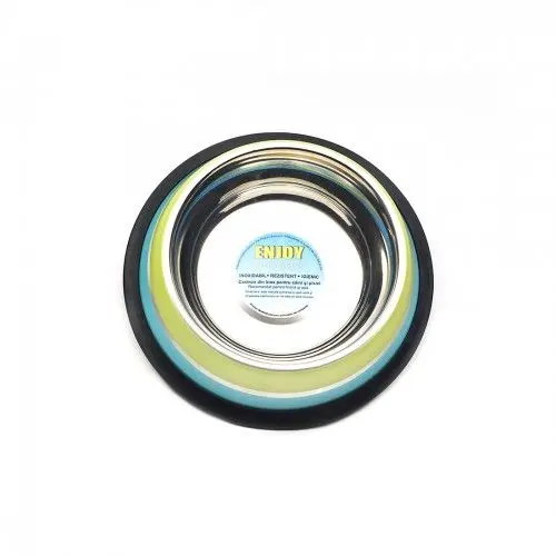 Castron antiderapant inox pentru caini, Enjoy Green Aqua, 0.45 L