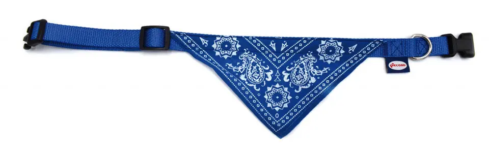 Zgarda nylon cu bandana, albastra, confortabila, 48-73 cm x 2.5 cm