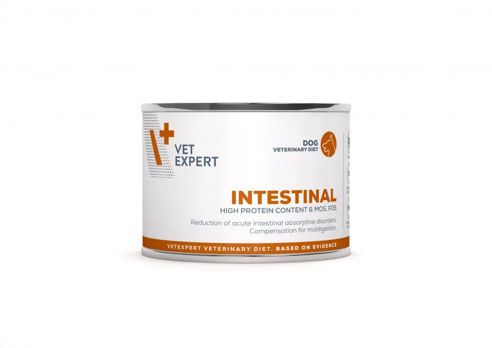 Hrana dietetica pentru caini cu afectiuni digestive Vet Expert Intestinal Dog, conserva, 5 x 200g