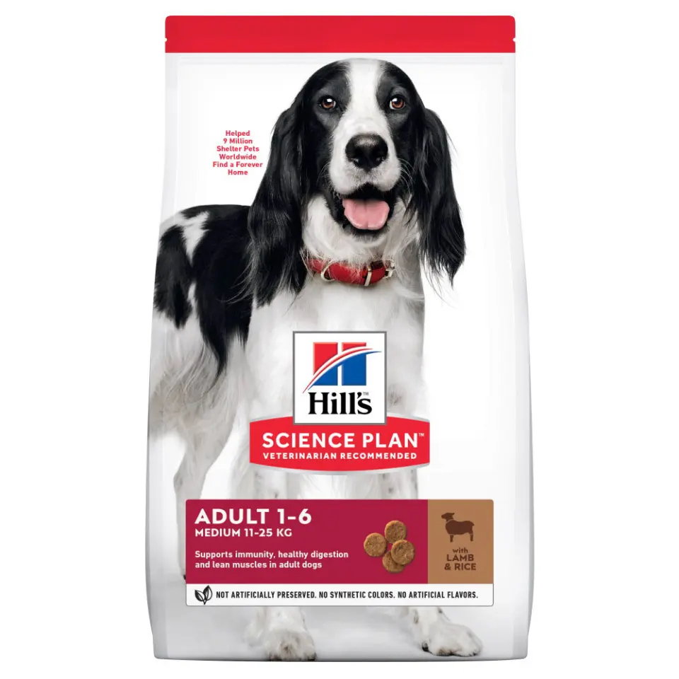 Hills SP CANINE ADULT MED L&R, hrana uscata pentru caini adulti de talie medie, cu miel si orez, 14 KG