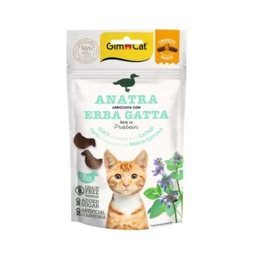 Recompense pisici adulte, GimCat Crunchy, Rata si Iarba Matei, 50 g