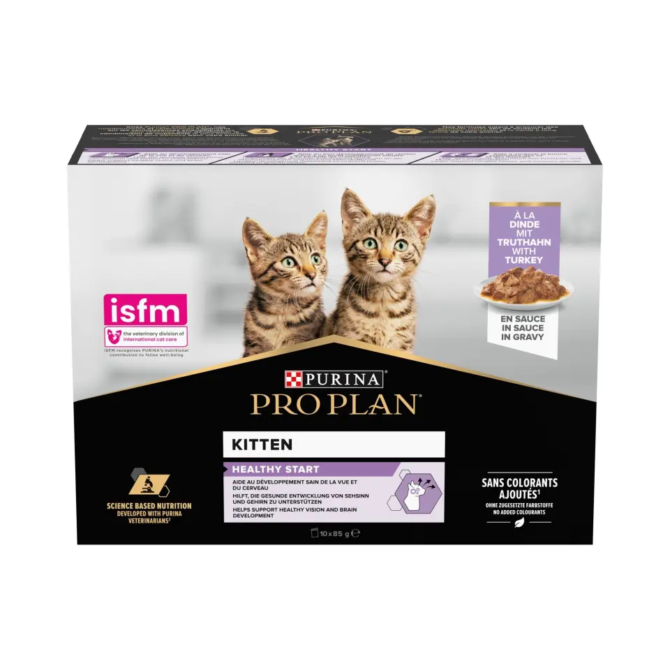 PURINA PRO PLAN KITTEN NUTRISAVOUR, cu Curcan, 10 x 85 g
