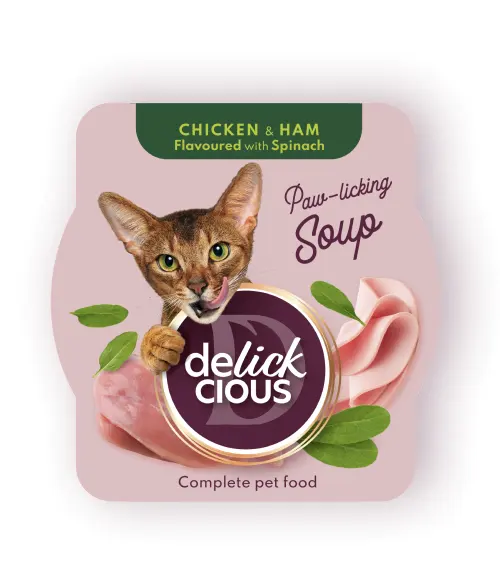 Delickcious Pisica Plic Supa Pui Cu Sunca Si Spanac 80 g