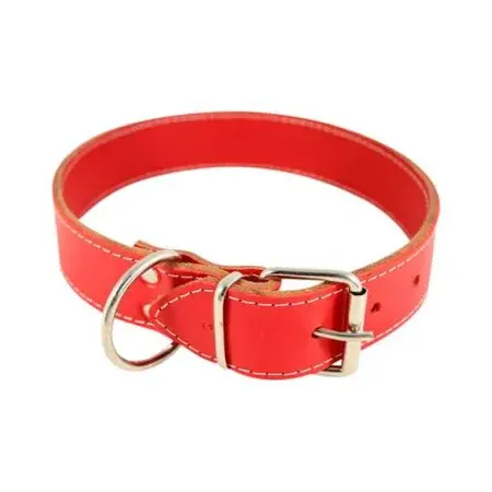 Zgarda din piele pentru caini Nr. 5 Petro Rosie 3,9 x 65 cm