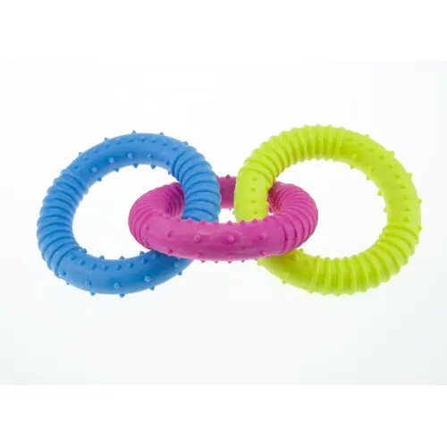 Jucarie Caine Cauciuc dental inele colorate, 16 cm