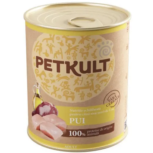 Petkult Conserva Caine Adult Cu Pui, Pachet 3 X 800 Gr