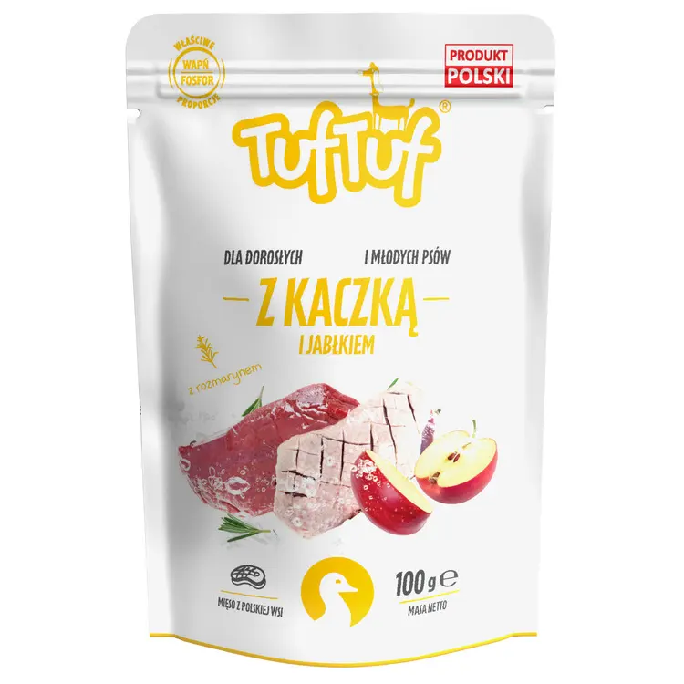 TUF TUF DOG- Hrana umeda cu RATA si MERE- plic 300g