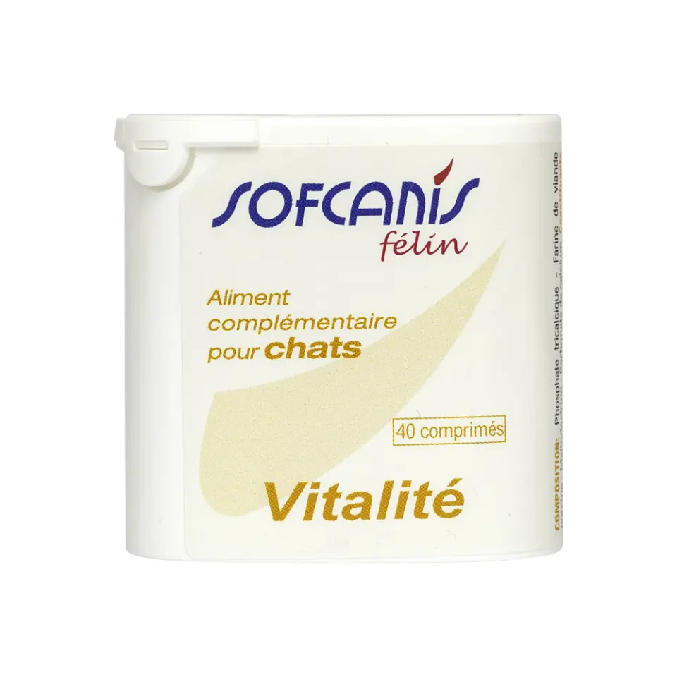 Supliment pentru pisici Sofcanis Felin Vitalite, 40 cp: creștere, vitalitate, sănătate osoasă și blană