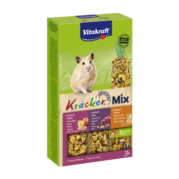 Batoane pentru hamsteri Vitakraft Trio Mix cu miere nuci fructe 3 buc