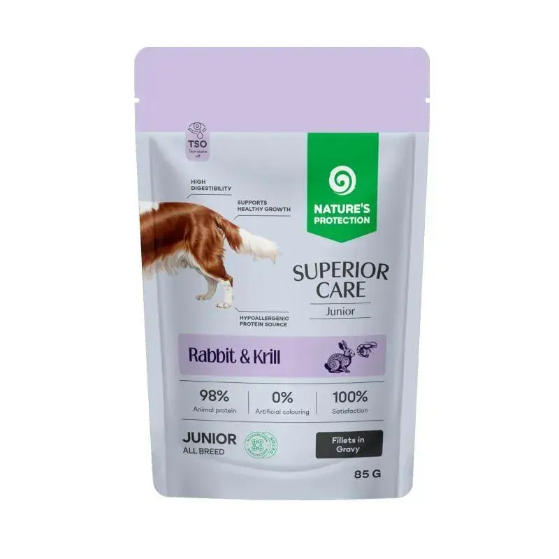 Hrana umeda pentru Grain Free Nature s Protection Superior Care Junior cu iepure krill 85 gr