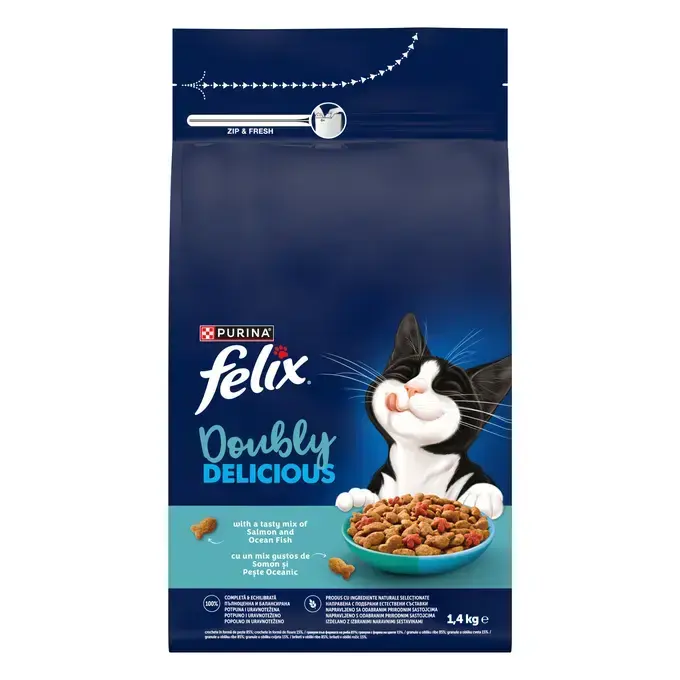 Hrana uscata pentru pisici Felix Douby Delicious cu peste 1,4 kg