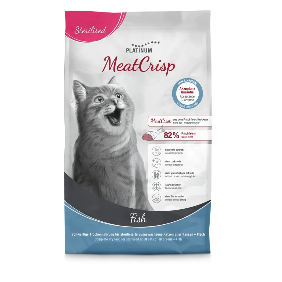 Platinum MeatCrisp, Hrana uscata pentru pisici adulte, cu peste, 3 kg