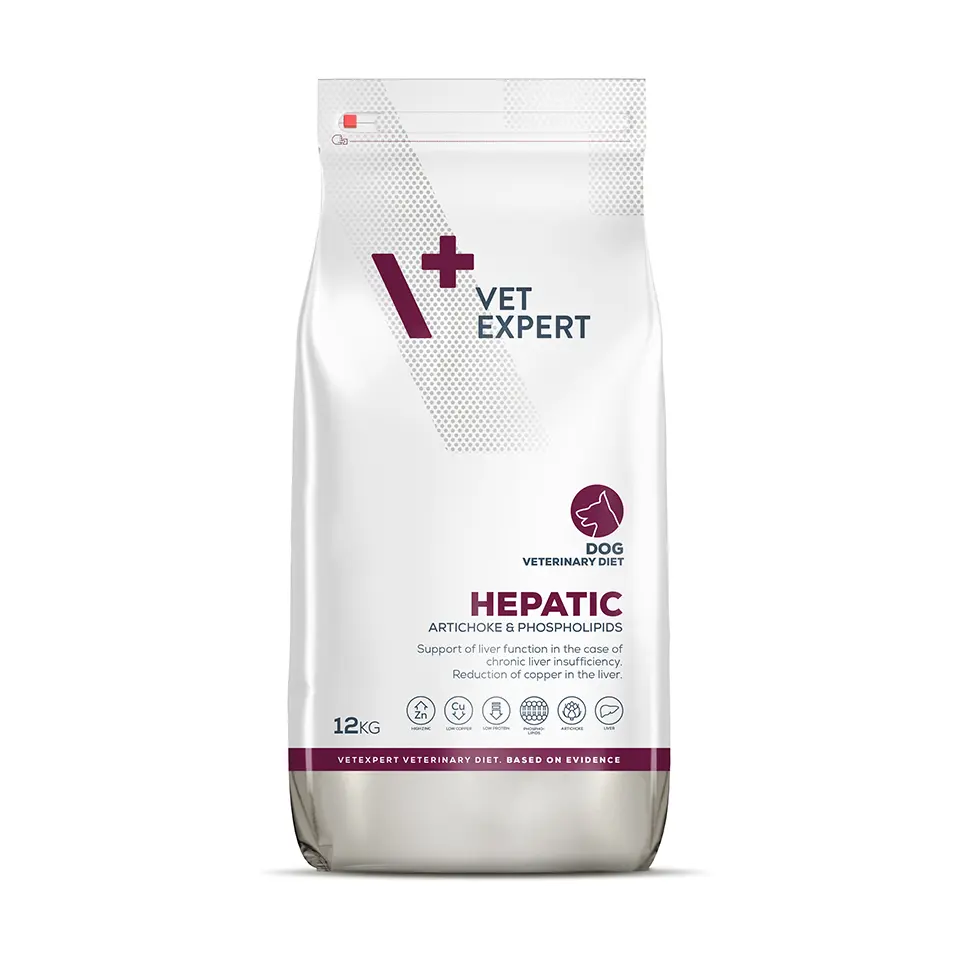 Hrana dietetica pentru caini cu afectiuni hepatice Vet Expert Hepatic Dog, 12 kg