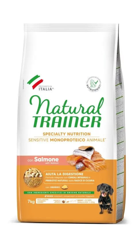 Hrana Uscata Caini, Natural Trainer, Sensitive No Gluten Mini & Toy Adult, Somon, 7 kg