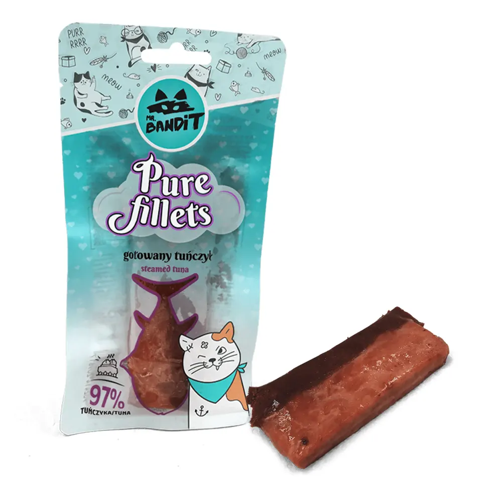 Recompense pentru pisici Mr. Bandit CAT Pure Fillets, ton la abur, 30 g