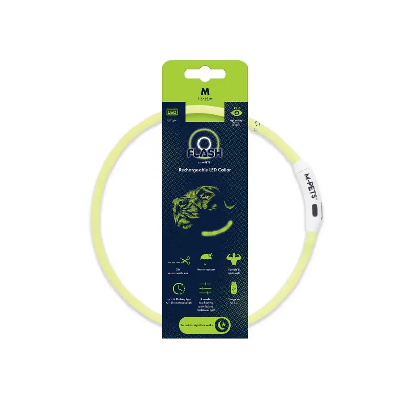 10855599 FLASH LED rechargeable collar M Green