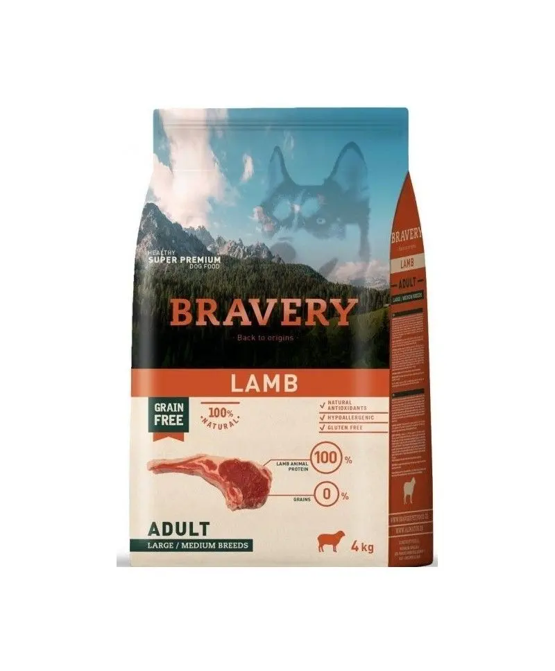 Hrana Uscata Caini, Bravery Dog, Large-Medium Adult, Miel, 4 kg