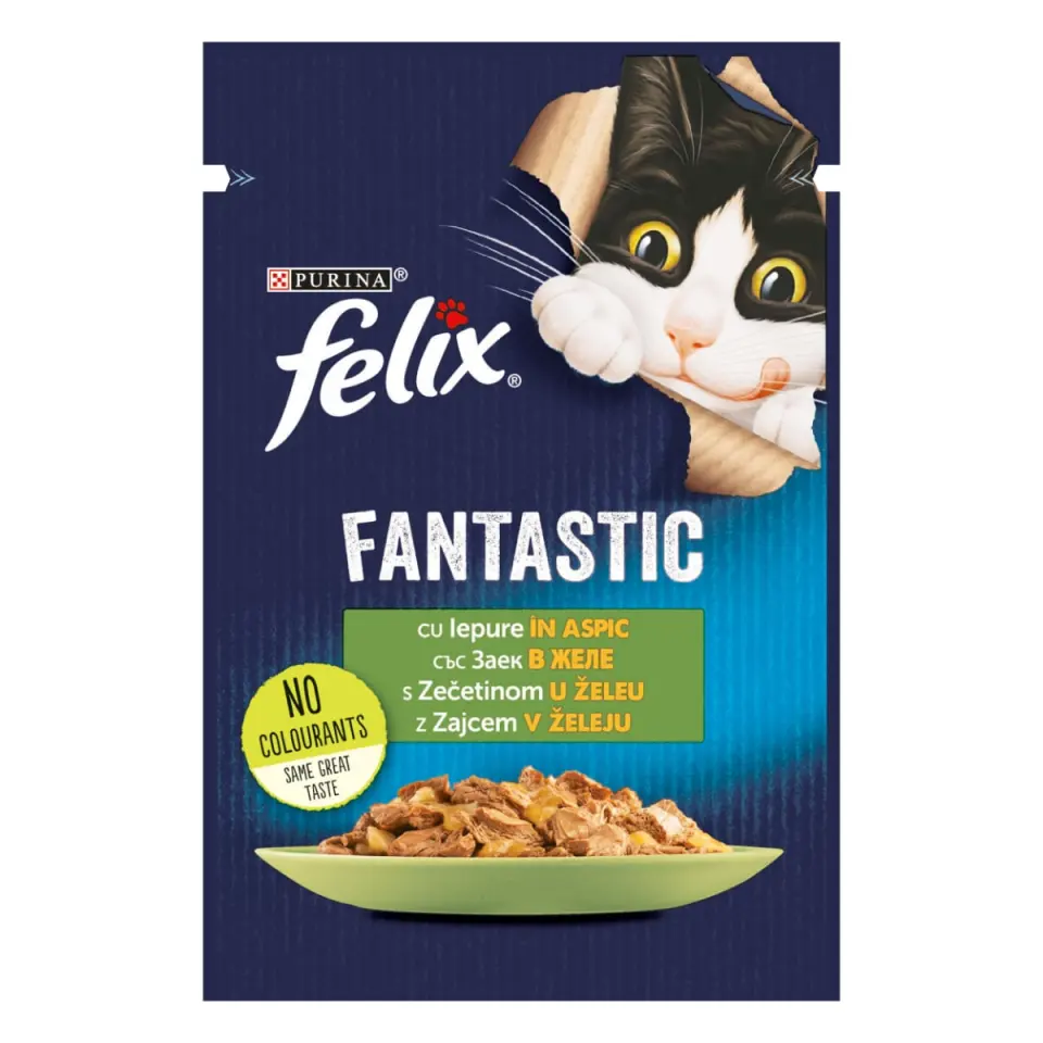 PURINA Felix Fantastic, Iepure, hrană umedă pisici, (în aspic)