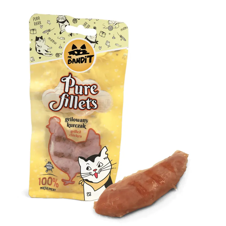 Recompense pentru pisici Mr. Bandit CAT Pure Fillets, pui la gratar, 30 g