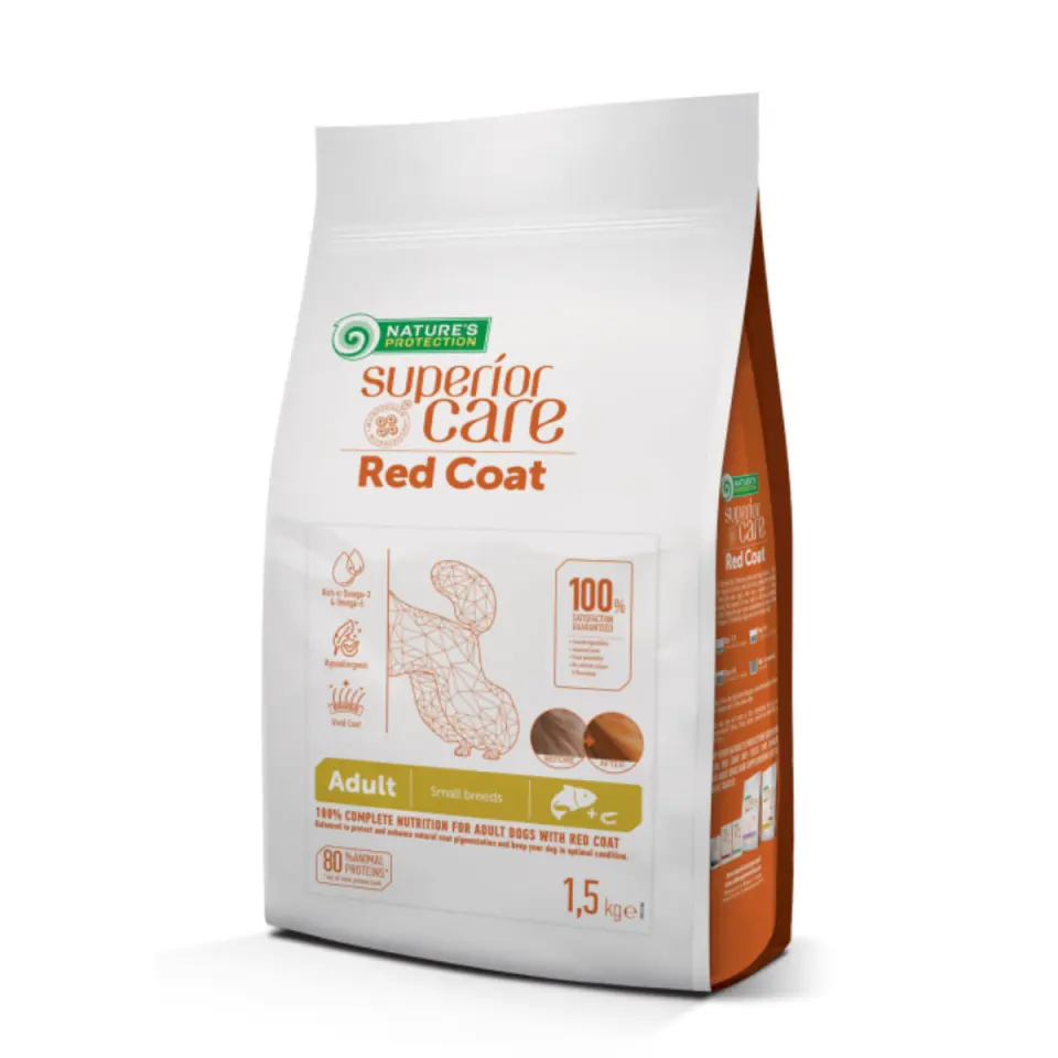 NATURES PROTECTION Superior Care Red Coat Small & Mini Breed, XS-S, Somon și Krill, hrană uscată fără cereale câini, 10kg
