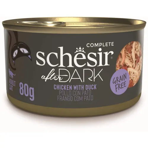 Hrana umeda pentru pisici Schesir After Dark Conservă, supă cu Pui și Rață 80 gr