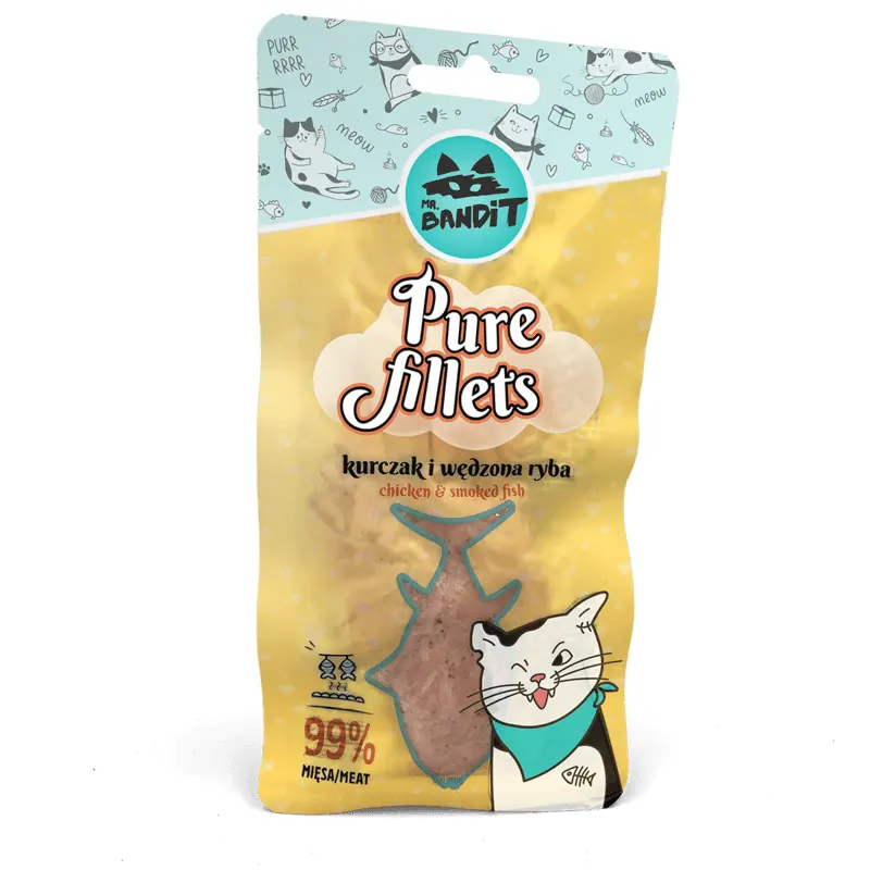 Recompense pentru pisici Mr. Bandit CAT Pure Fillets, pui si peste afumat, 30 g
