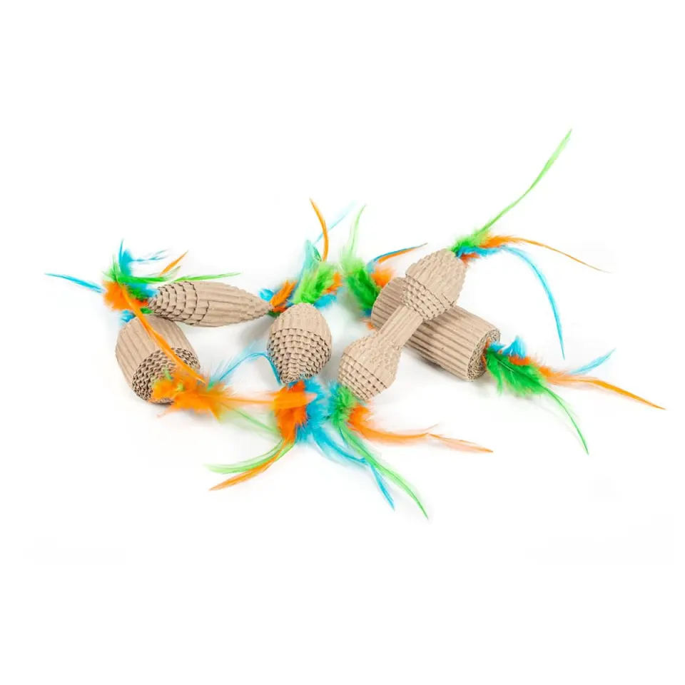 FARM COMPANY Jucărie Naturală pentru Pisici din Carton cu Pene, 6cm