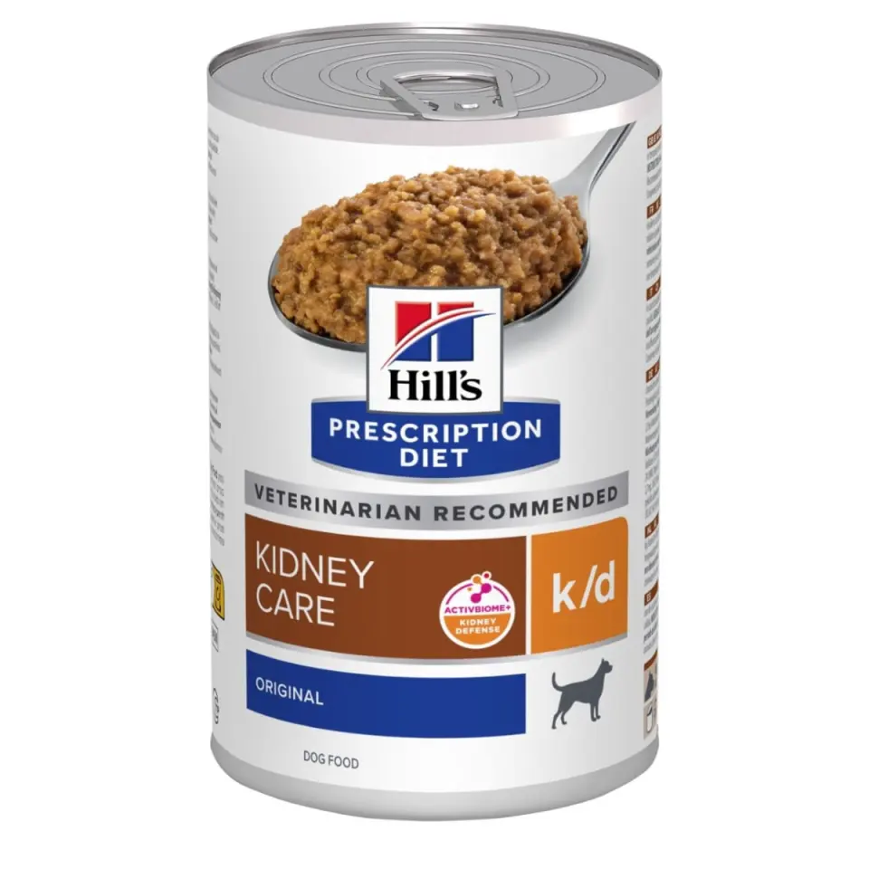 HILL'S Prescription Diet K/D, XS-XL, Pui, dietă veterinară, conservă hrană umedă câini, sistem renal, (pate), 350g