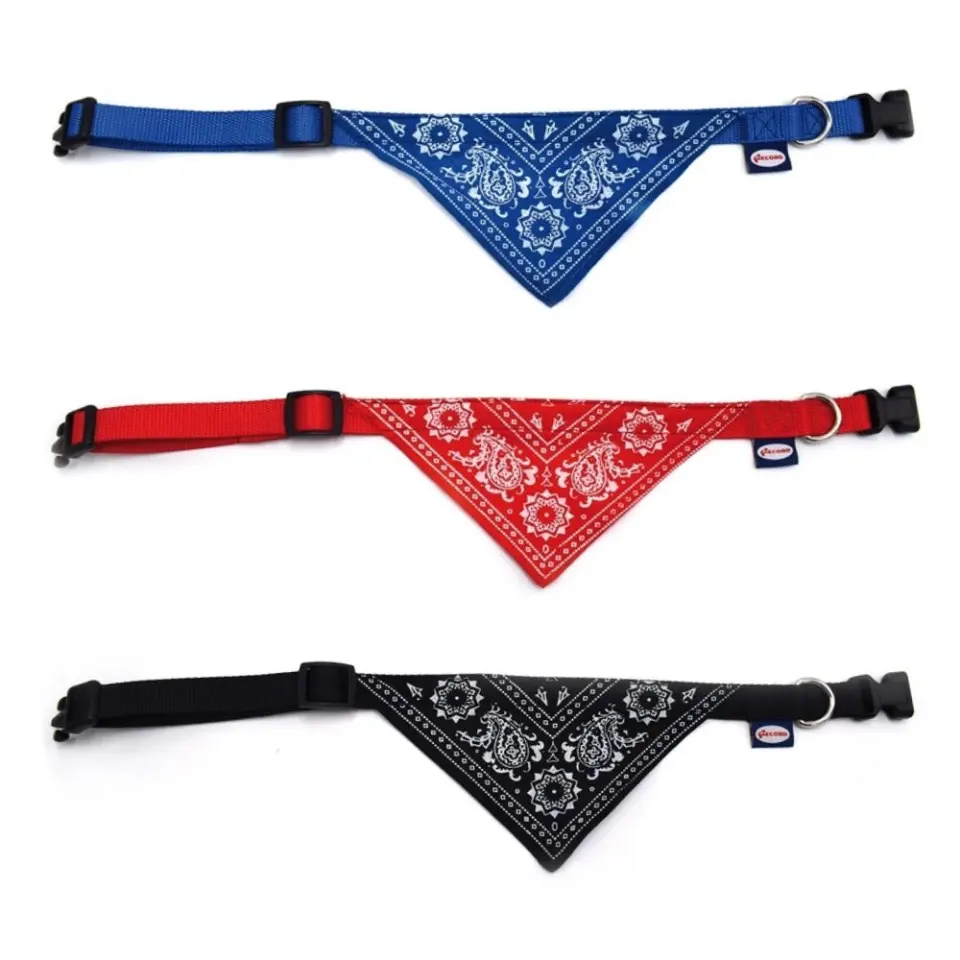 Zgarda textila pentru caini de talie medie, rosie, reglabila, cu esarfa, 40-55 cm x 1.9 cm